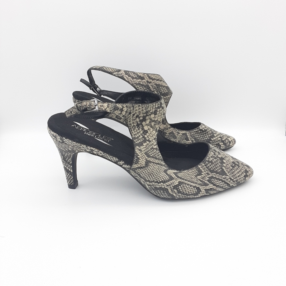 Aerosoles Heelrest suede comfort heels reptile print black beige women pumps 8